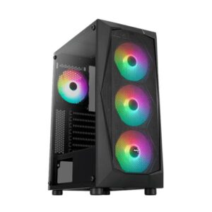 Case Gaming RGB Aerocool falcon G-BK-V2 mid tower ventiladores 4 de 120MM con vidrio templado lateral y malla frontal ACCM-PV41143.11