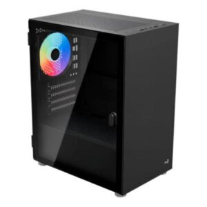 Case Gaming RGB Aerocool CS-111-G-BK-V2 mini tower ventiladores 3 de 120MM con vidrio lateral ACCM-PC19033.11