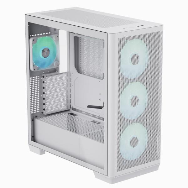 Case RGB apnx C1-R-WT-V1 mid tower ventiladores 3 de 140MM y 1 de 120MM con malla frontal y lateral APCM-CR01243.21