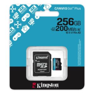 Memoria micro SDXC 256GB Kingston clase 10 200MB/S 160MB/S para drones y camaras deportivas SDCG4/256GB