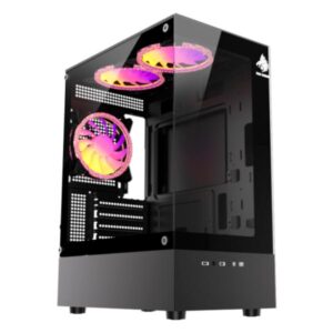 Case RGB eagle warrior CG70AHRA002C mini tower ventiladores 3 de 120MM con vidrio frontal y lateral