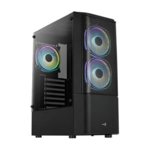 Case RGB Aerocool quantum MESH-G-BK-V3 mid tower ventiladores 3 de 120MM con vidrio lateral y malla frontal ACCM-PV31133.11