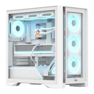 Case ARGB formula v air power G8 floe white mid tower ventiladores 5 de 120 mm con malla frontal y vidrio lateral 4711401663904