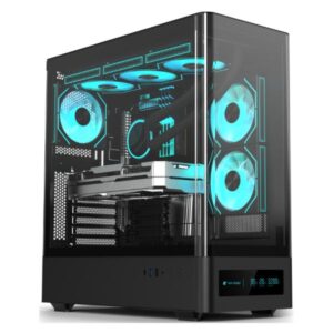 Case eagle warrior CG01YKRA001C mid tower sin ventilacion incluida con vidrio templado sin fuente con pantalla de 7.2 pulg.