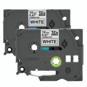 Cinta Brother TZE2312PKG 12MM x 8M compatible con p-touch negro sobre fondo blanco 2 pack