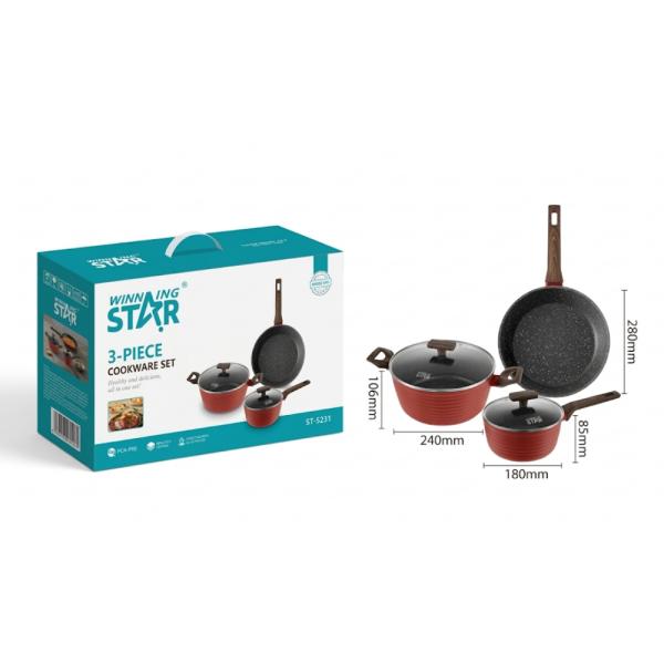 Set de ollas winning star ST-5231 aluminio 3 piezas GUO-1776-WST-18642