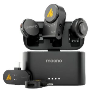 Microfono maono WM650 PA3 inalámbrico triple receptor (USB-C + lightning + cámara) / cancelacion de ruido enc / estuche de carga