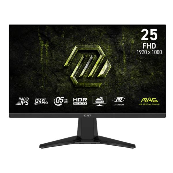 Monitor Gaming MSI mag 255F X24 25 pulg. plano 1920X1080 FHD 240 hz rapid IPS freesync HDMI displayport hdr 9S6-3BC91M-001