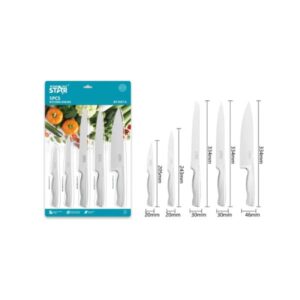 SET DE CUCHILLOS WINNING STAR ST-7807-5 ACERO INOXIDABLE 3CR13 Y POLIPROPILENO 5 PIEZAS