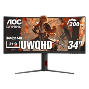 Monitor Gaming AOC CU34G4H 34 pulg. curvo 3440X1440 uwqhd 200 hz VA freesync adaptive sync HDMI displayport hdr